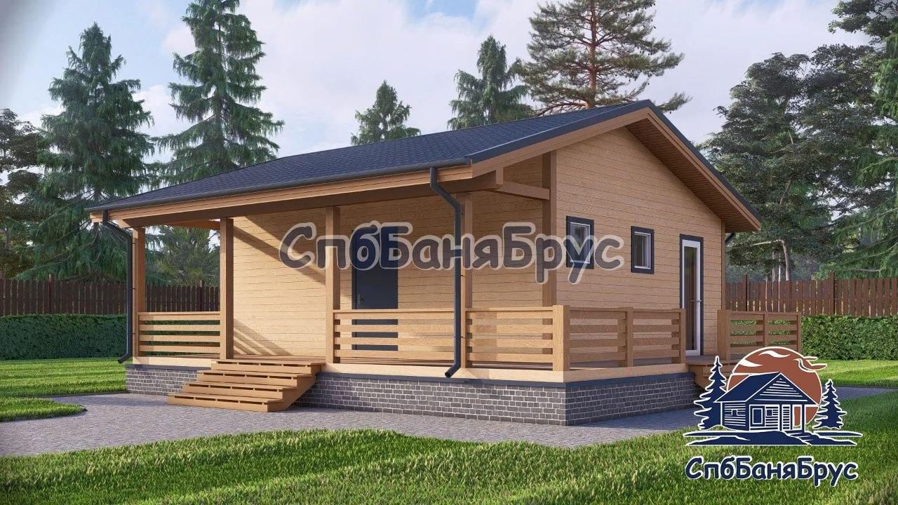 Баня из бруса ББ-18 (8×9 м, 72 м²)