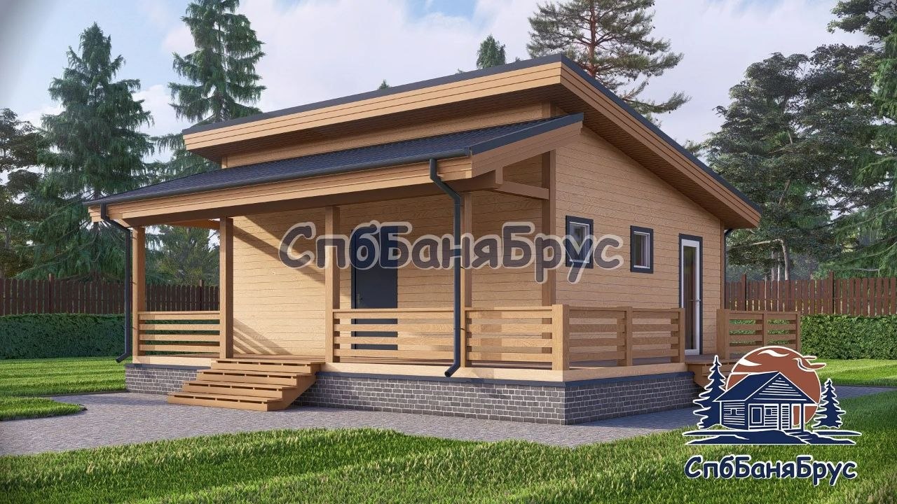 Баня из бруса ББ-17 (8×9 м, 72 м²)