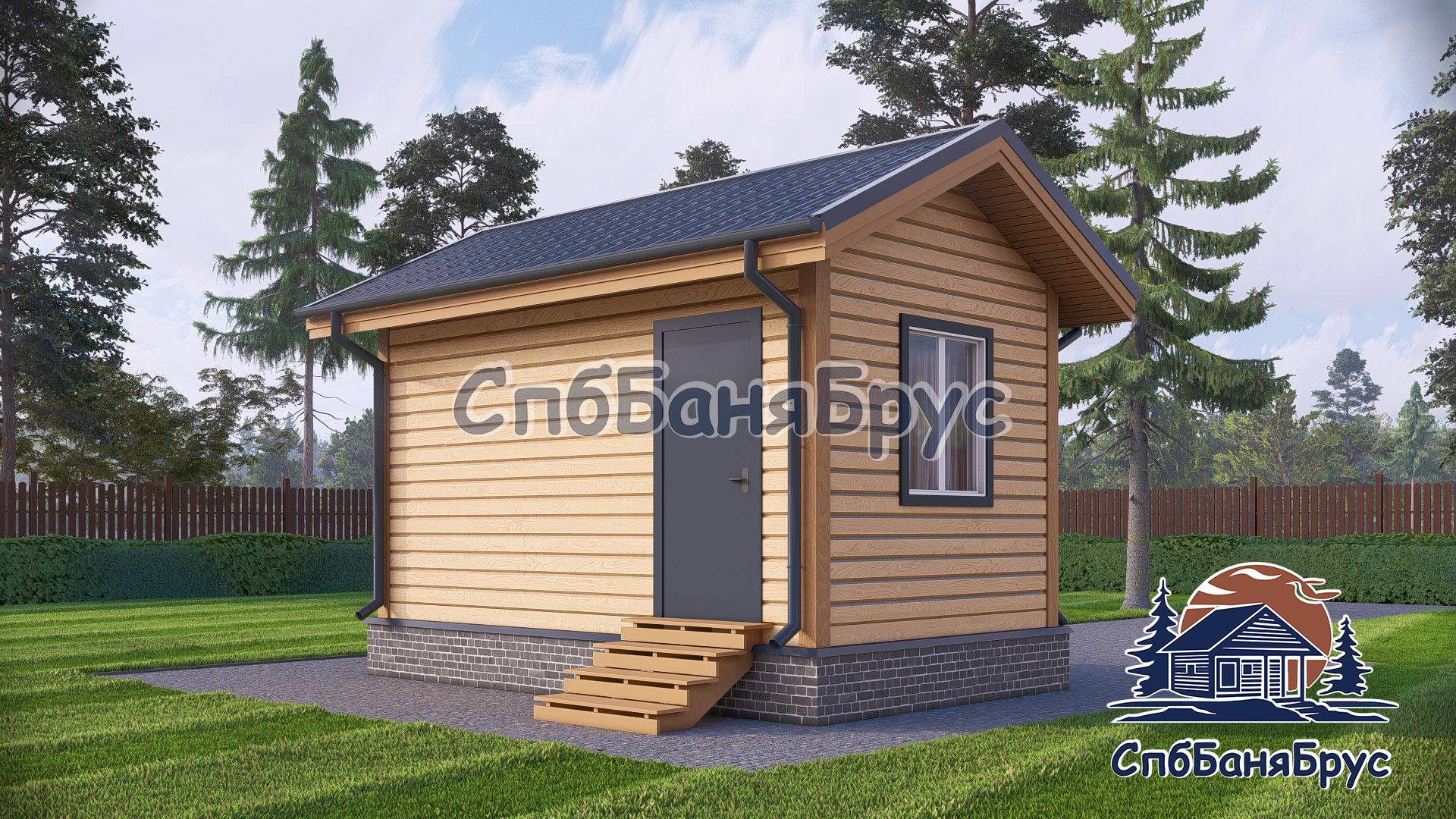 Баня из бруса ББ-26 (3×5 м, 15 м²)