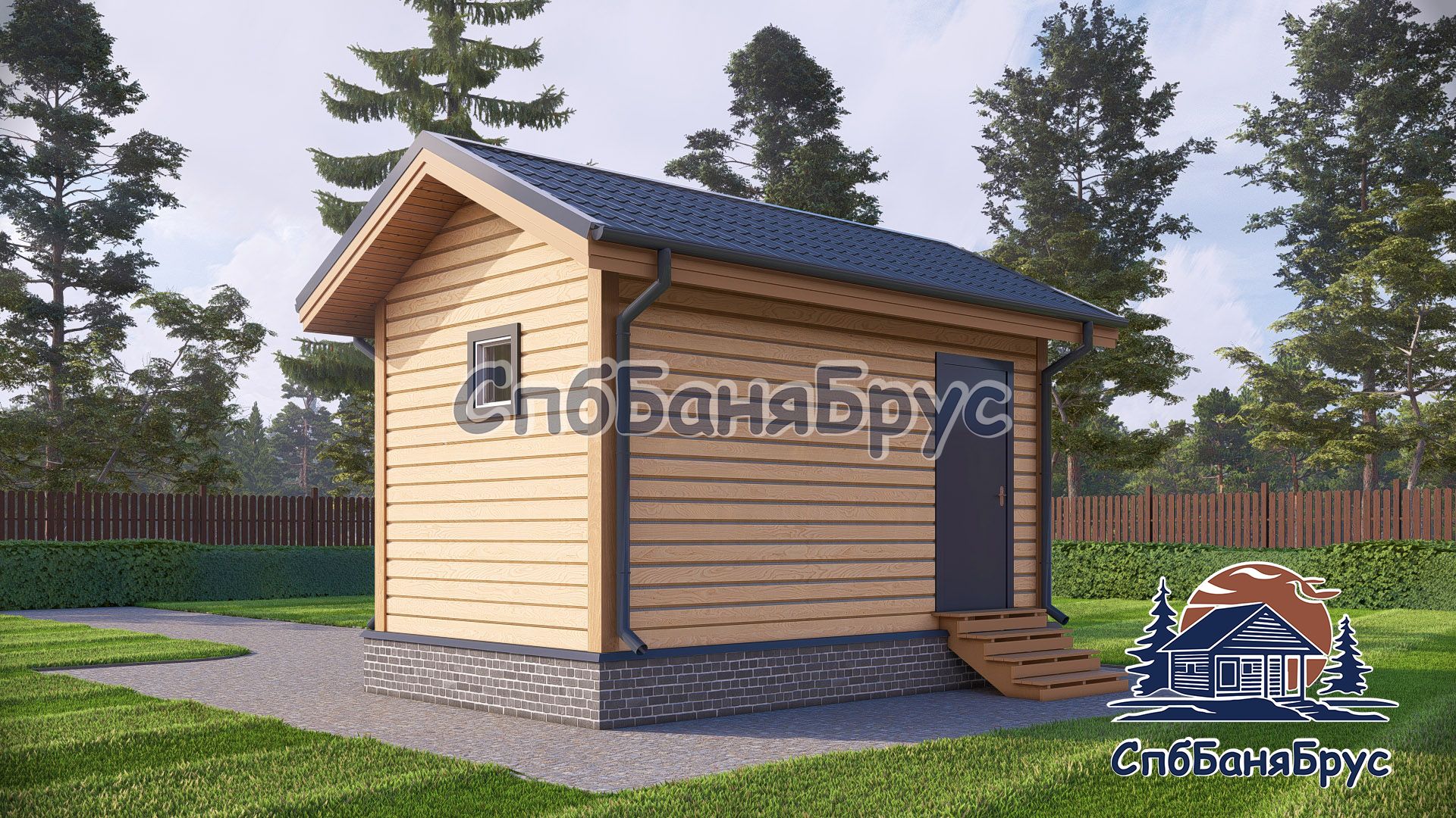 Баня из бруса ББ-26 (3×5 м, 15 м²)