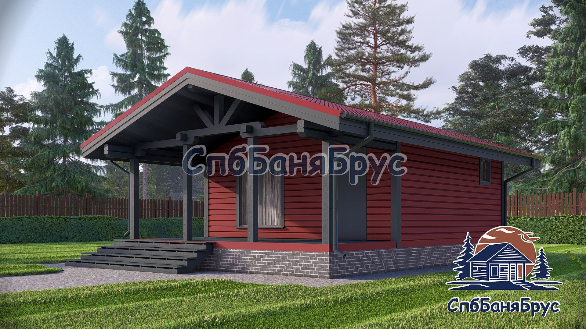 Баня из бруса ББ-25 (6×8,5 м, 51 м²)