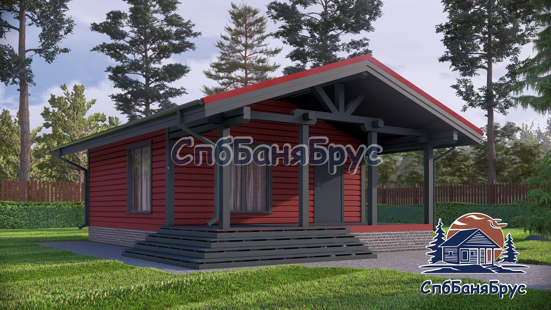 Баня из бруса ББ-25 (6×8,5 м, 51 м²)