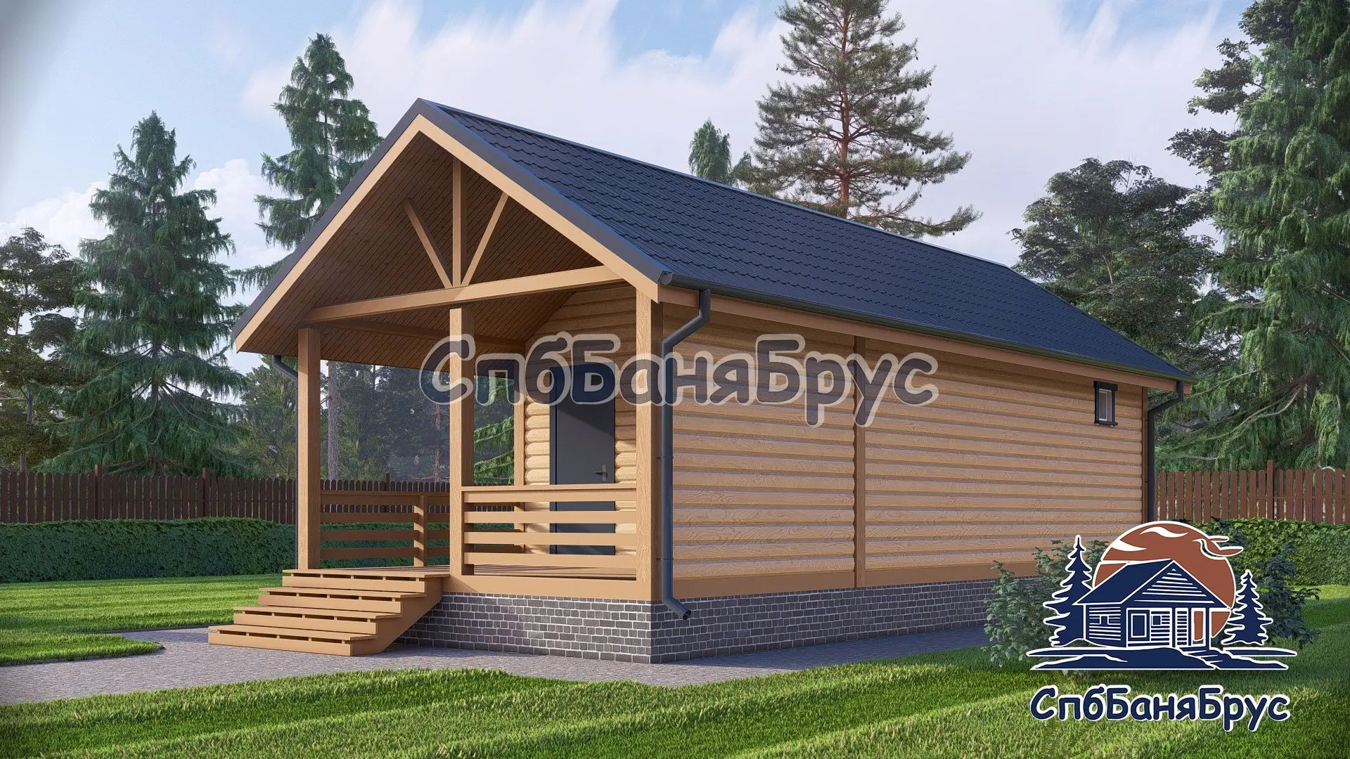 Баня из бруса ББ-24 (4,5×10 м, 45 м²)