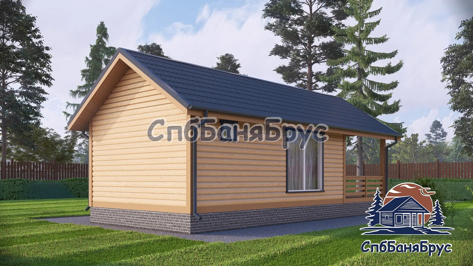Баня из бруса ББ-24 (4,5×10 м, 45 м²)