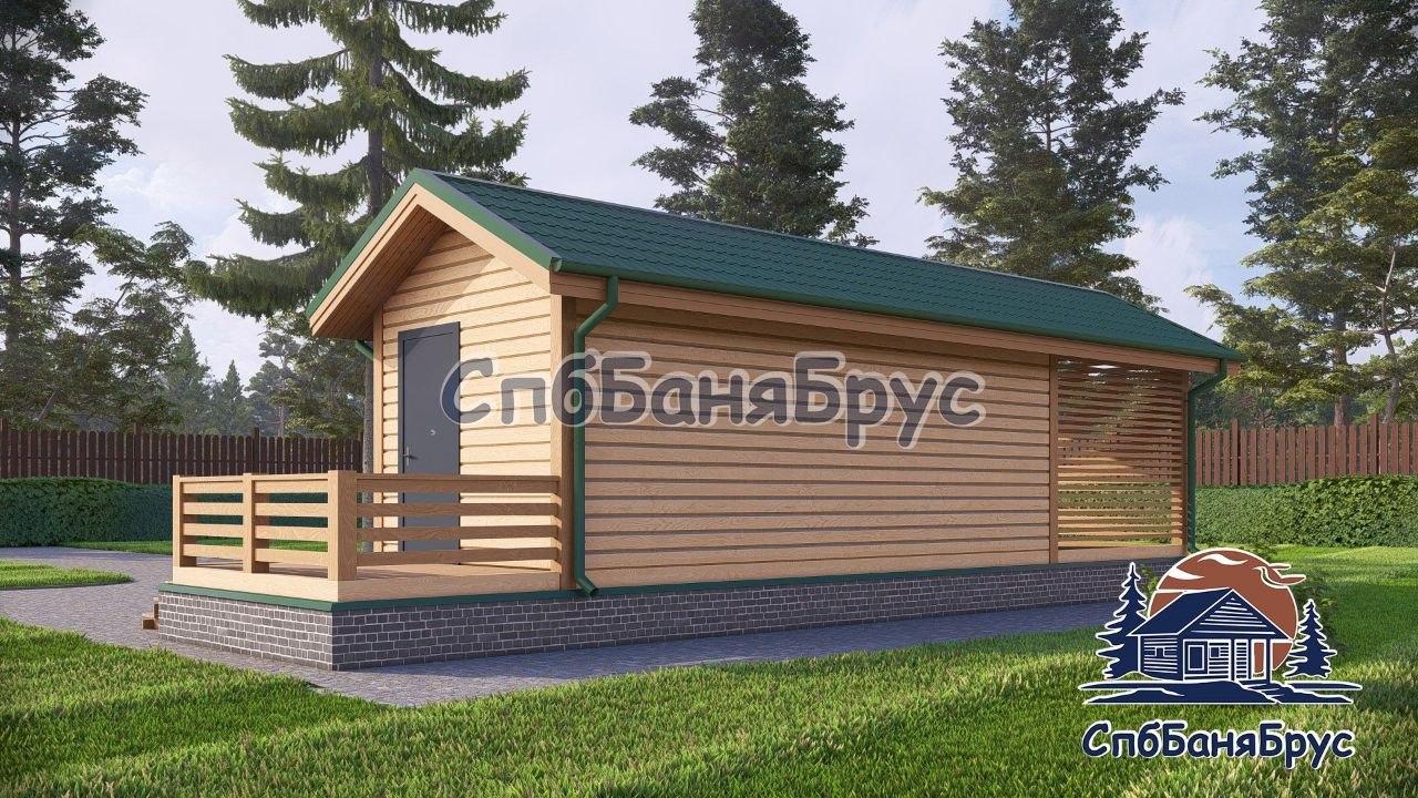 Баня из бруса ББ-21 (3×12 м, 36 м²)