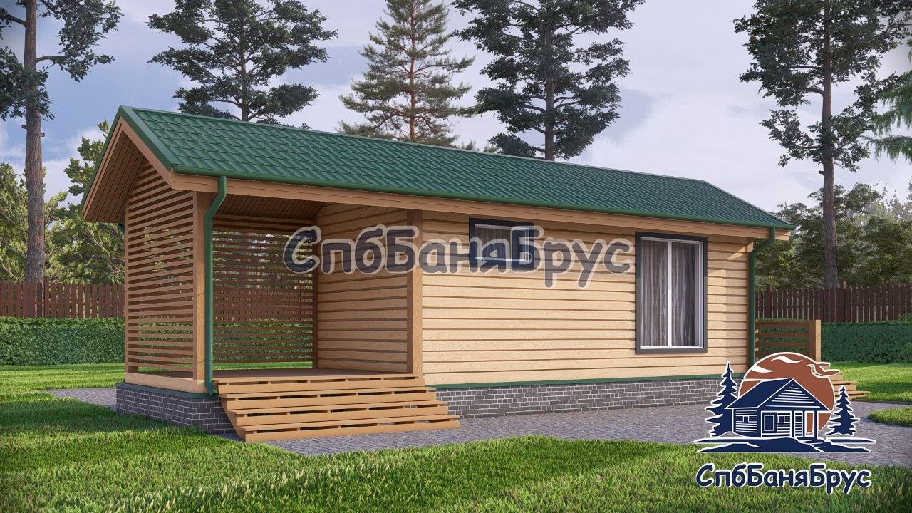 Баня из бруса ББ-21 (3×12 м, 36 м²)