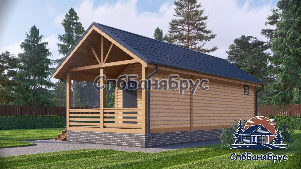 Баня из бруса ББ-19 (4,5×10 м, 45 м²)