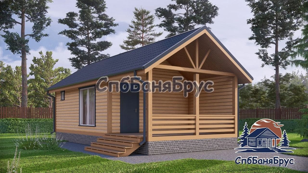 Баня из бруса ББ-19 (4,5×10 м, 45 м²)