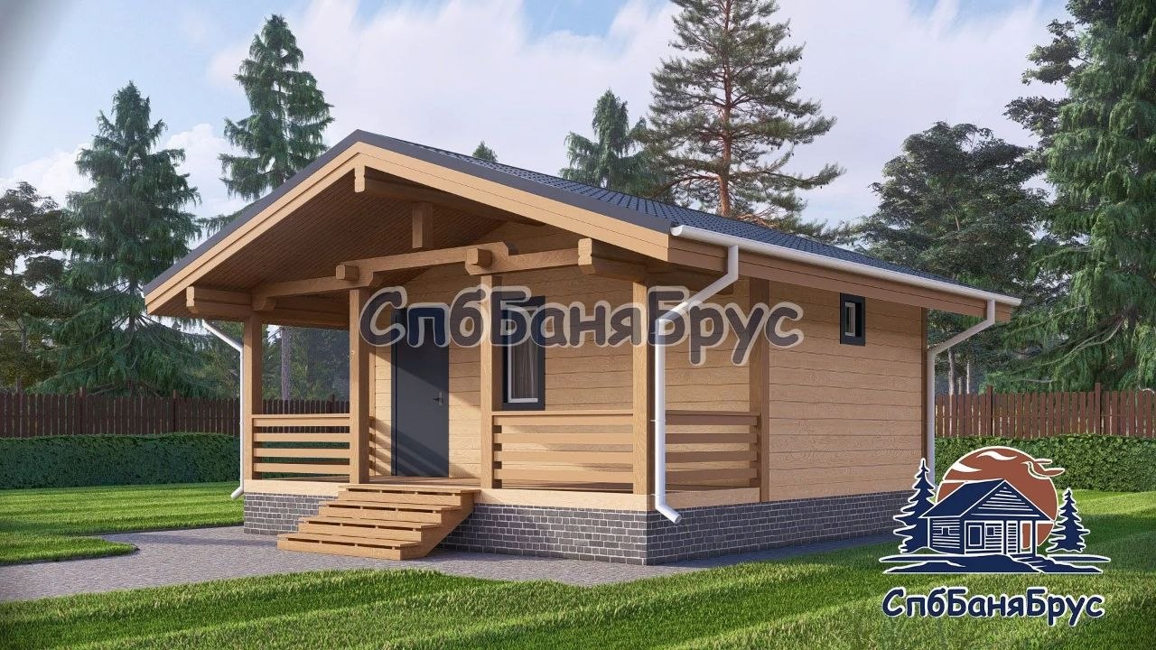 Баня из бруса ББ-23 (6×6 м, 36 м²)